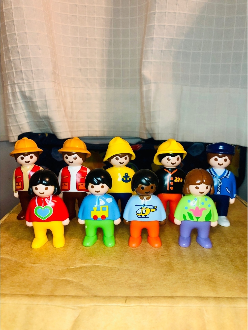 Vintage Playmobil 1.2.3 Lot 9 Figures 1990 Geobra Firefighter Sailor Helicopter